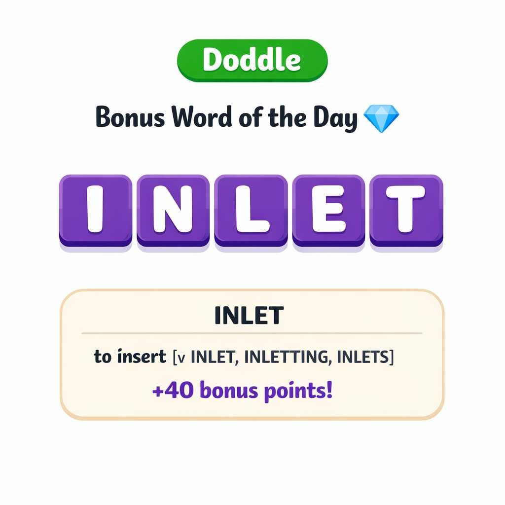 💎 Today’s Bonus Word: INLET (+40)