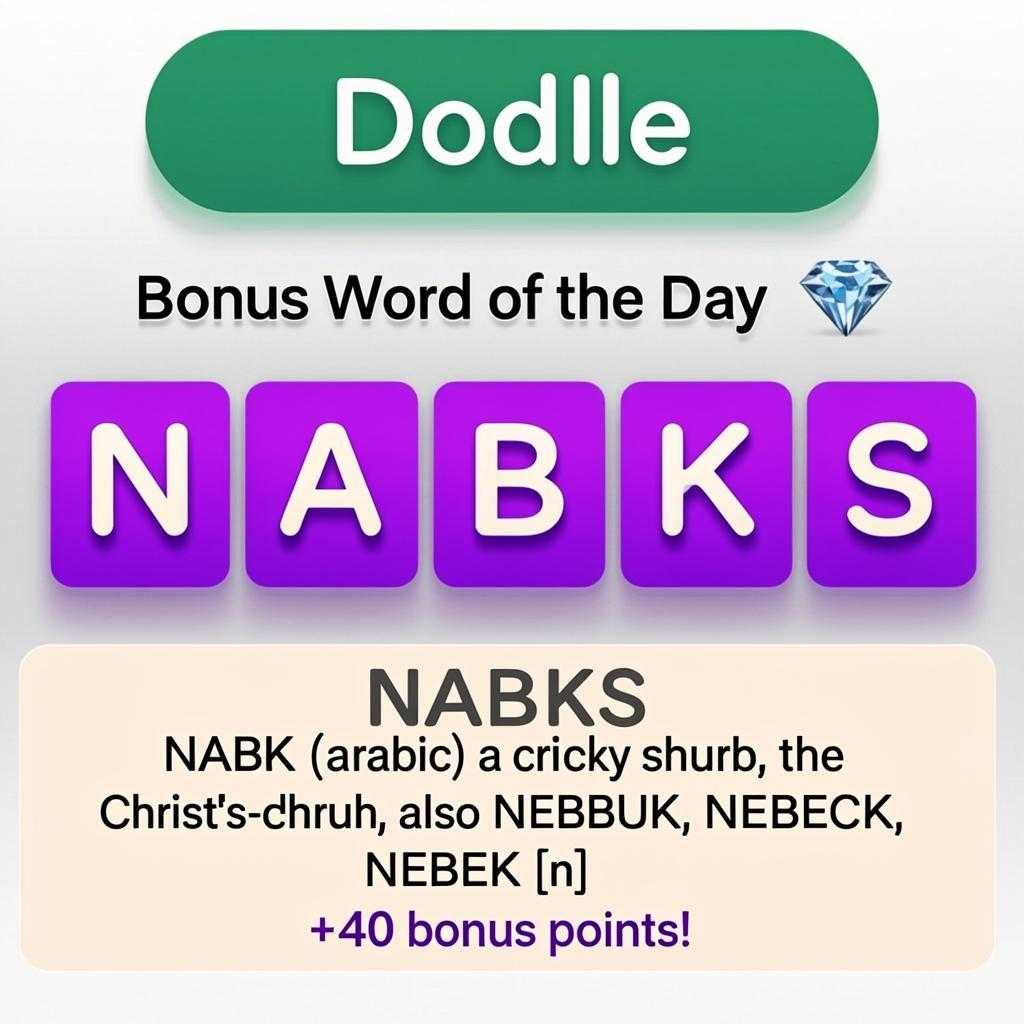 💎 Today’s Bonus Word: NABKS (+40)